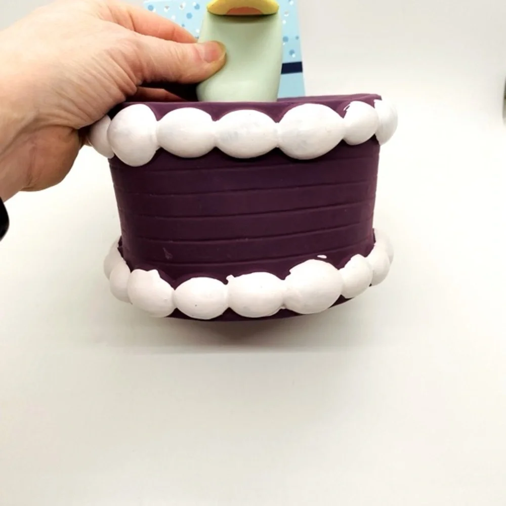 NWT Buttons & Bones Celebrations Dog Birthday Cake Squeak Toy Purple w/C…